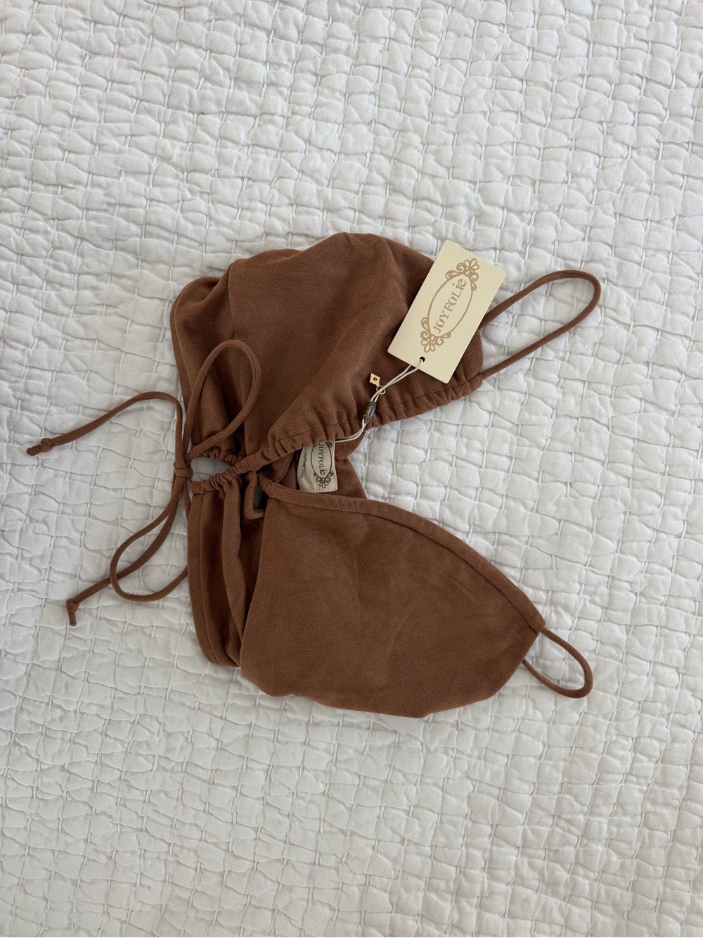 NWT Joyfolie Meyla Suede Bralette Nutmeg Boho Festival Cottagecore XS/S